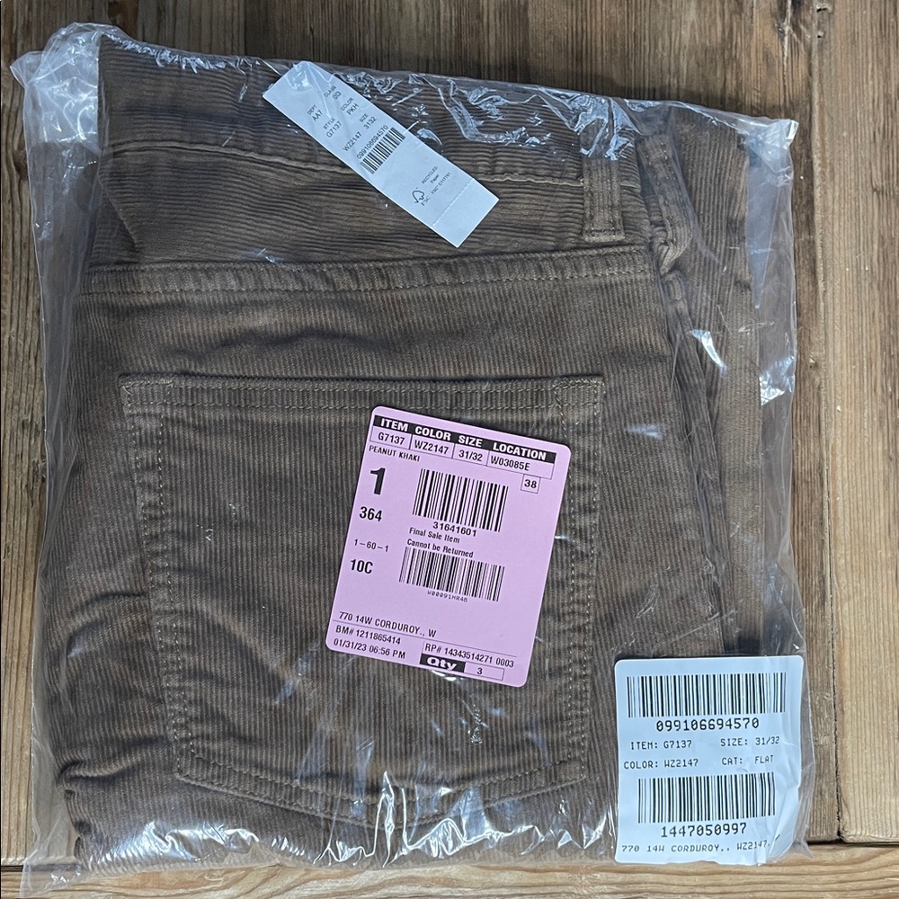 NWT J Crew 770 Straight-Fit Corduroy Pants 31x32